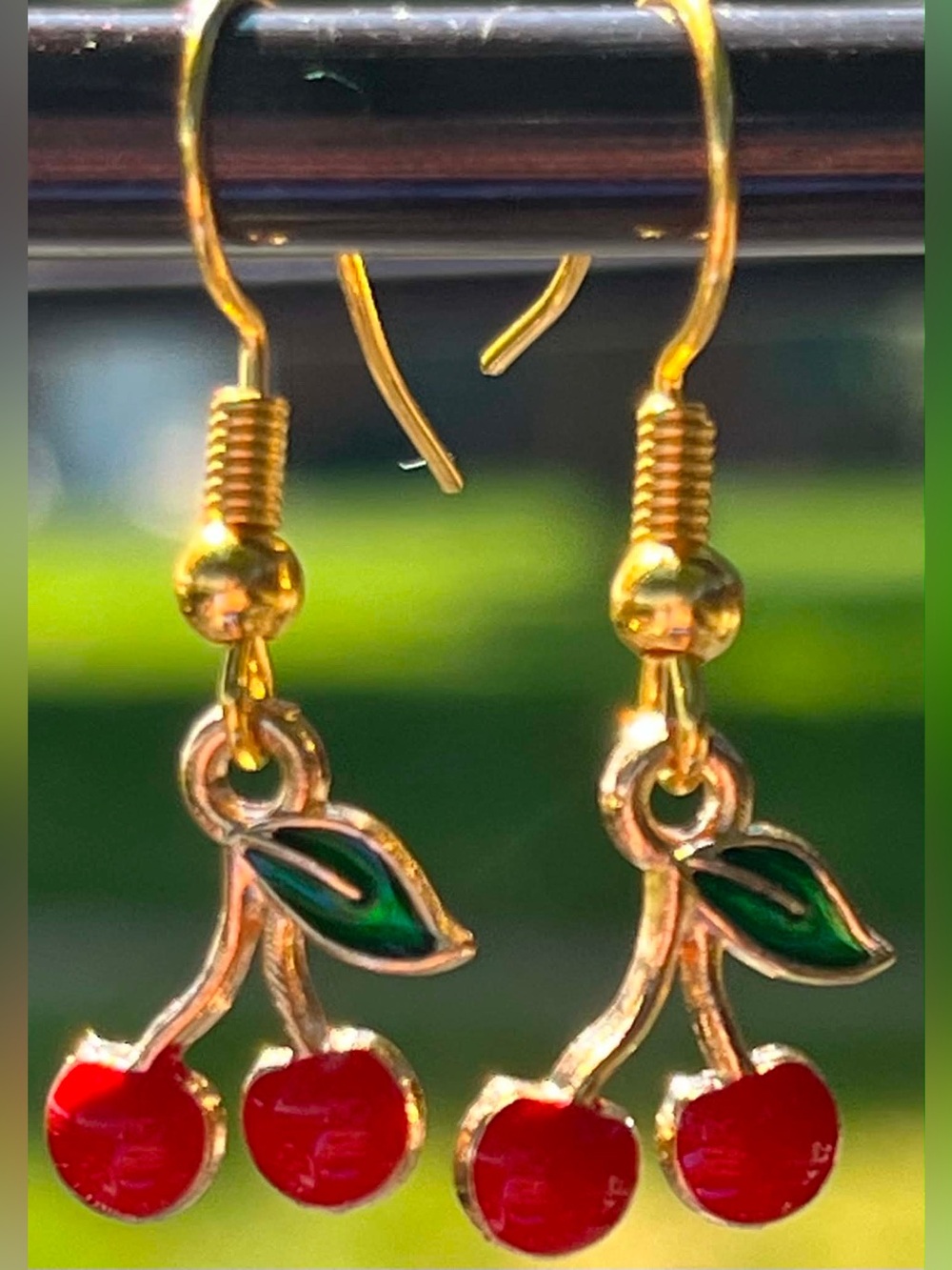 Mini Red Cherry Dangle Earrings - Women's Jewelry